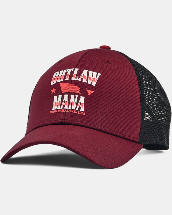 Men's Project Rock Trucker Hat, Red, pdpMainDesktop image number 0